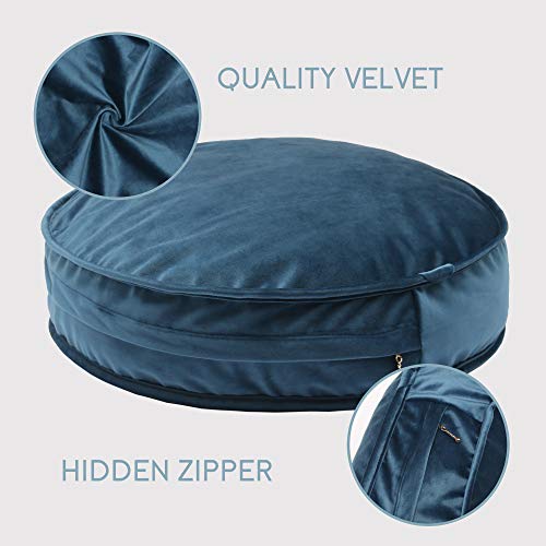 YIUOR Round Floor Pillow Cover Velvet Throw Seating Pouf Yoga Meditation Cushion Plush Case Reading Room Decor Cover Only (19.7IN, Dark Blue) - Image 4