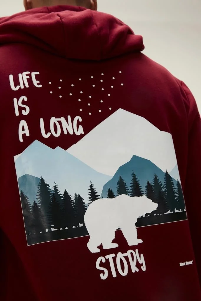باد بير Long Story Hoodie Claret Red Men's Sweatshirt 22.02.12.034-C65