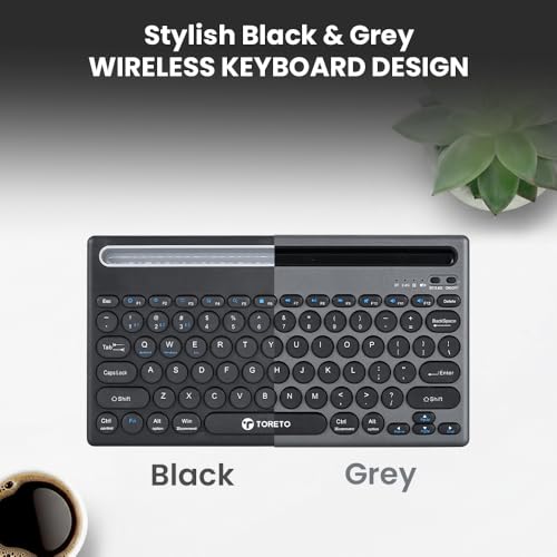 Toreto Bubble Duo Wireless Keyboard with Bluetooth 5.0 & 2.4GHz Dual Mode, Smart Slot Holder, Type-C Charging, Compatible with iOS/Windows/Android – Slim & Portable Design (Black) - Image 4