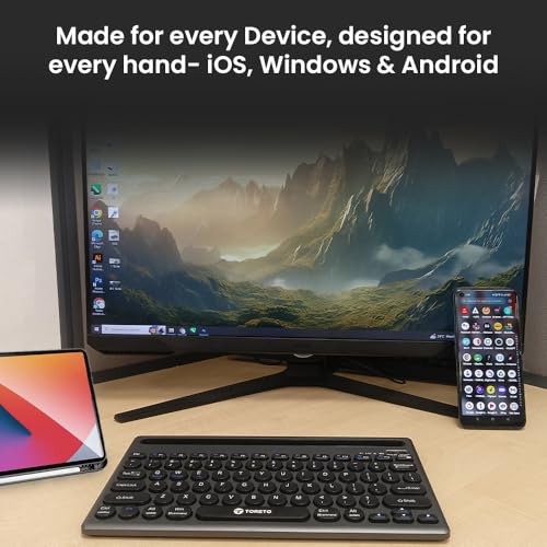 Toreto Bubble Duo Wireless Keyboard with Bluetooth 5.0 & 2.4GHz Dual Mode, Smart Slot Holder, Type-C Charging, Compatible with iOS/Windows/Android – Slim & Portable Design (Black) - Image 5