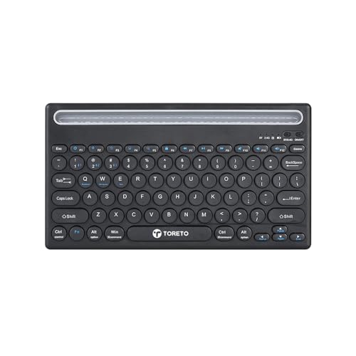 Toreto Bubble Duo Wireless Keyboard with Bluetooth 5.0 & 2.4GHz Dual Mode, Smart Slot Holder, Type-C Charging, Compatible with iOS/Windows/Android – Slim & Portable Design (Black) - Image 1