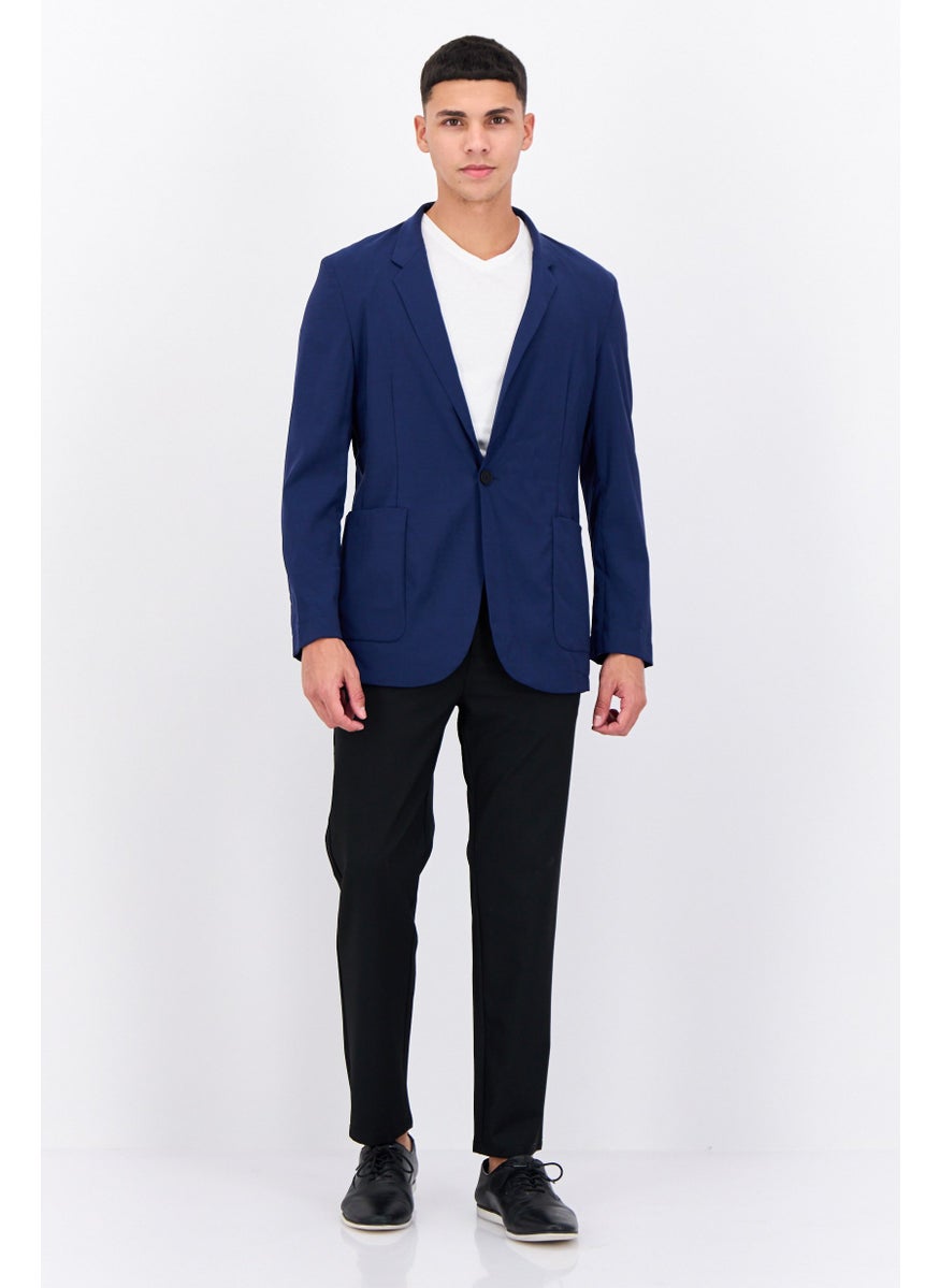HUGO BOSS Men Slim Fit Plain Semi Formal Blazer, Navy  - Image 4