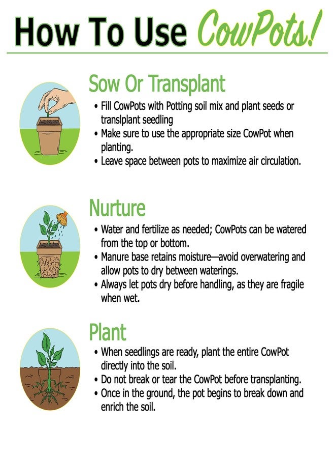 أوعية زراعة شتلات النباتات من CowPots، مربعة الشكل، بارتفاع 4 بوصات، غنية بالنيتروجين، عبوة من 12 - Image 5