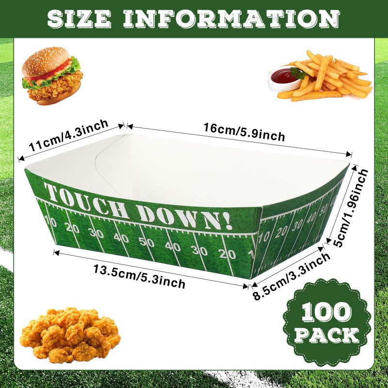 Tatuo Tatuo 100 Pcs Football Party Decoration 1.1 lb Football Paper Food Trays Football Serving Boats Disposable Snack Serving Trays for Football Birthday Sport Game Party Favors Decorations - Image 2