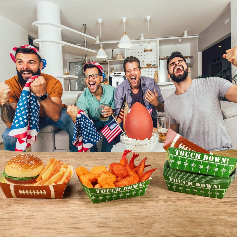 Tatuo Tatuo 100 Pcs Football Party Decoration 1.1 lb Football Paper Food Trays Football Serving Boats Disposable Snack Serving Trays for Football Birthday Sport Game Party Favors Decorations - Image 5
