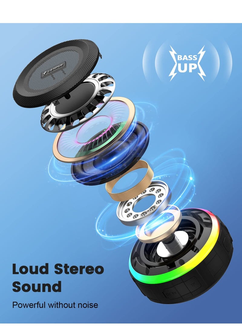 Excefore - Bluetooth Shower Speaker, Portable Bluetooth Speakers, IP67 Waterproof Wireless Speaker with Dynamic Lights, True Wireless Stereo, Crisp Clear Sound, for Sports, Pool, Beach, Hiking, Camping - Image 1