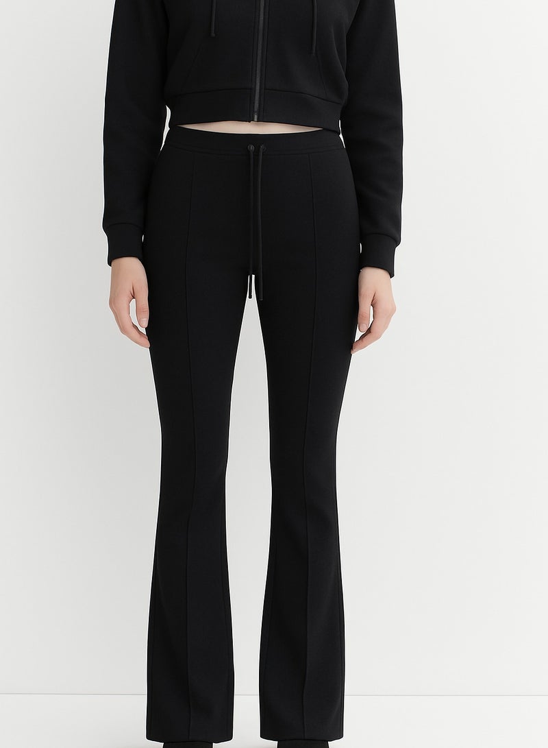 سوفت ستيبس نطلون نسائي واسع بخصر عالٍ – قطن إنترلوك ناعم | قصة أنيقة مع رباط خصر – مقاس M - Image 1