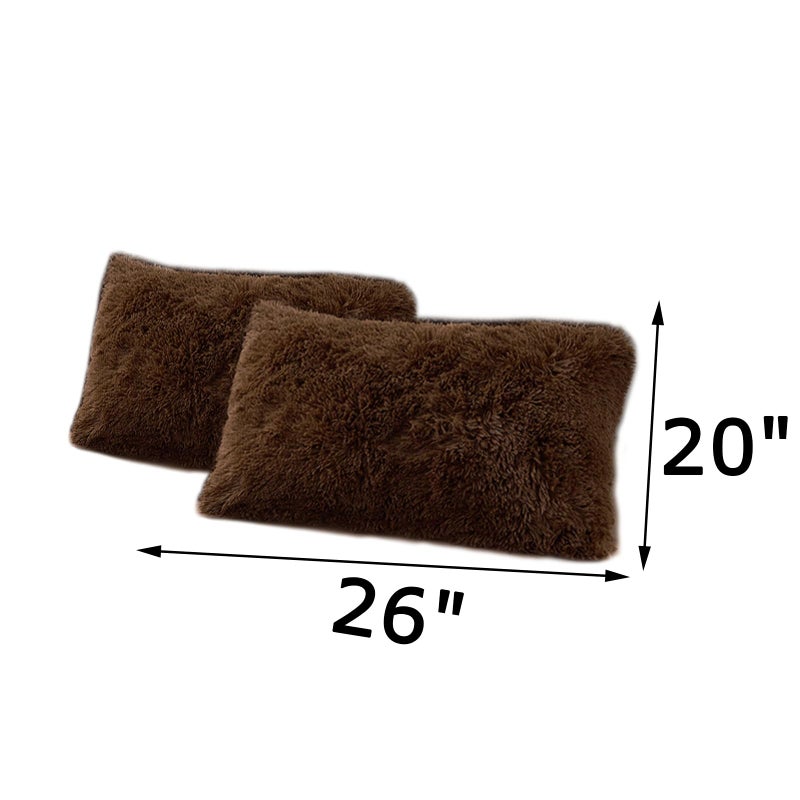 MorroMorn Decorative Pillows Covers, 2 Packs Faux Fur Pillow Cases Standard Size, Luxury Shaggy Throw Pillowcase Cushion Shams with Zipper Closure Room Decor for Couch Sofa Bed (Brown, Standard) - Image 2