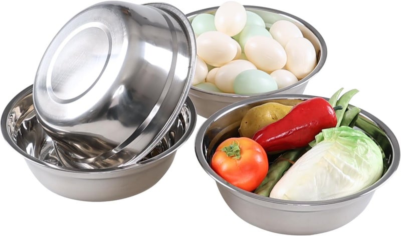 Tyminin Set of 4 Stainless Steel Serving Bowls Metal Prep Mixing Bowls for Kitchen - Image 2
