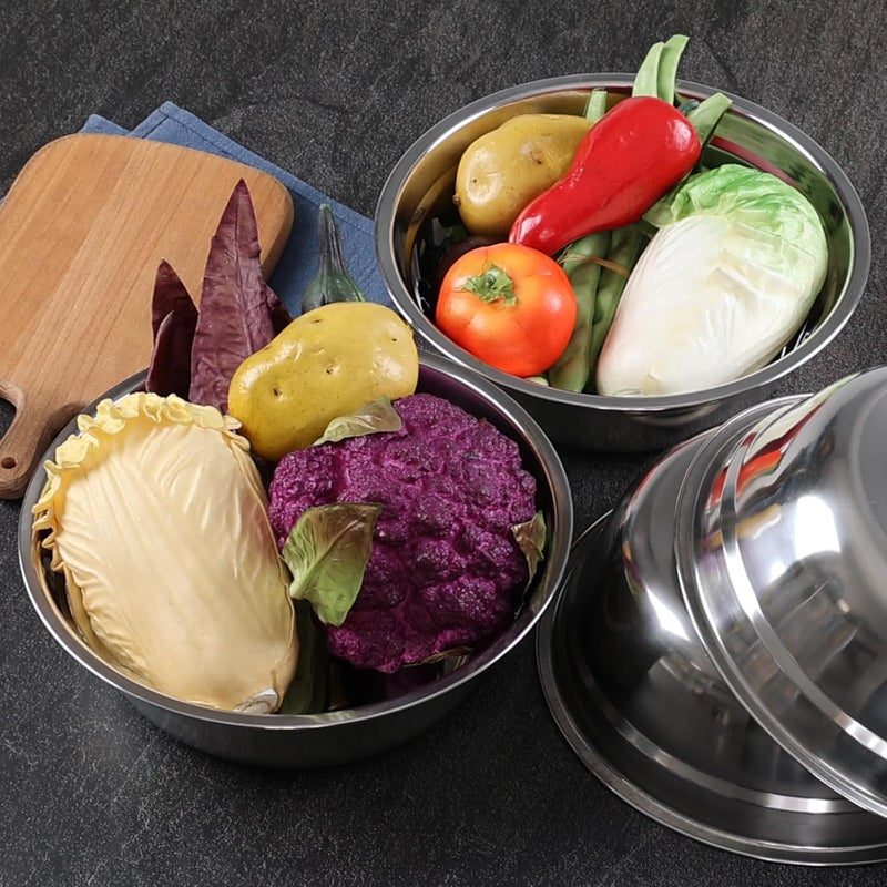 Tyminin Set of 4 Stainless Steel Serving Bowls Metal Prep Mixing Bowls for Kitchen - Image 5
