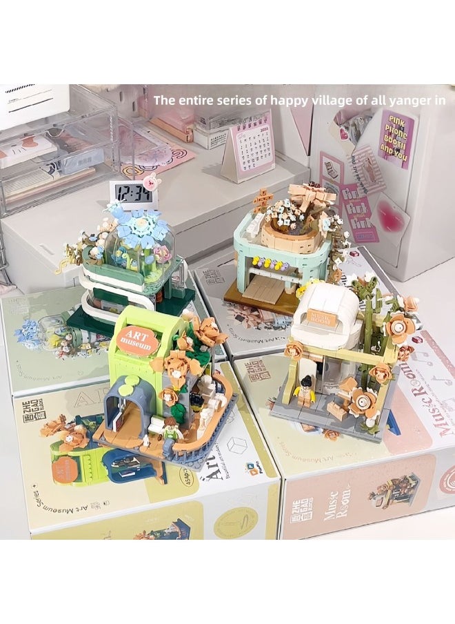Zhegao 612005 -8 Meets Music Room Dance Studio Building Street Scene Kidsren's Educational Assembled Building Blocks Toy Ornaments-Color:Anne's Studio [585 Particles]  - Image 2