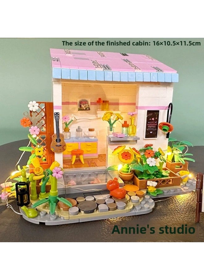 Zhegao 612005 -8 Meets Music Room Dance Studio Building Street Scene Kidsren's Educational Assembled Building Blocks Toy Ornaments-Color:Anne's Studio [585 Particles]  - Image 1