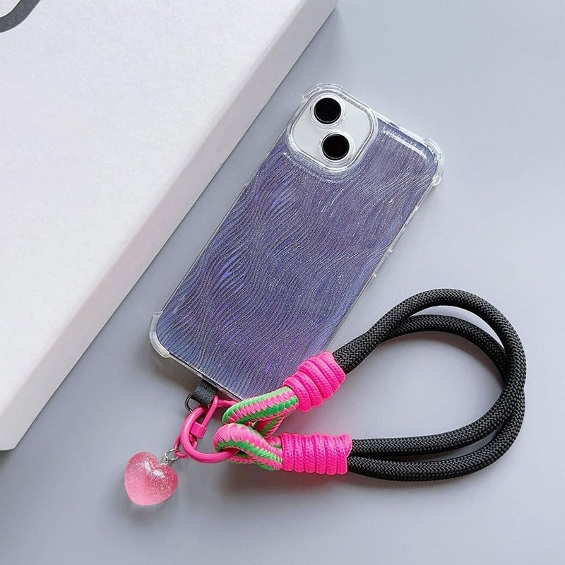 Khazna 4Pcs Colorful Braided Rope Phone Wrist Strap, Cute Keychain Wristlet Cell Lanyard with Tether Tab, Hand-Free Bracelet Love Heart Pendant Charms for Women and Girls - Image 2