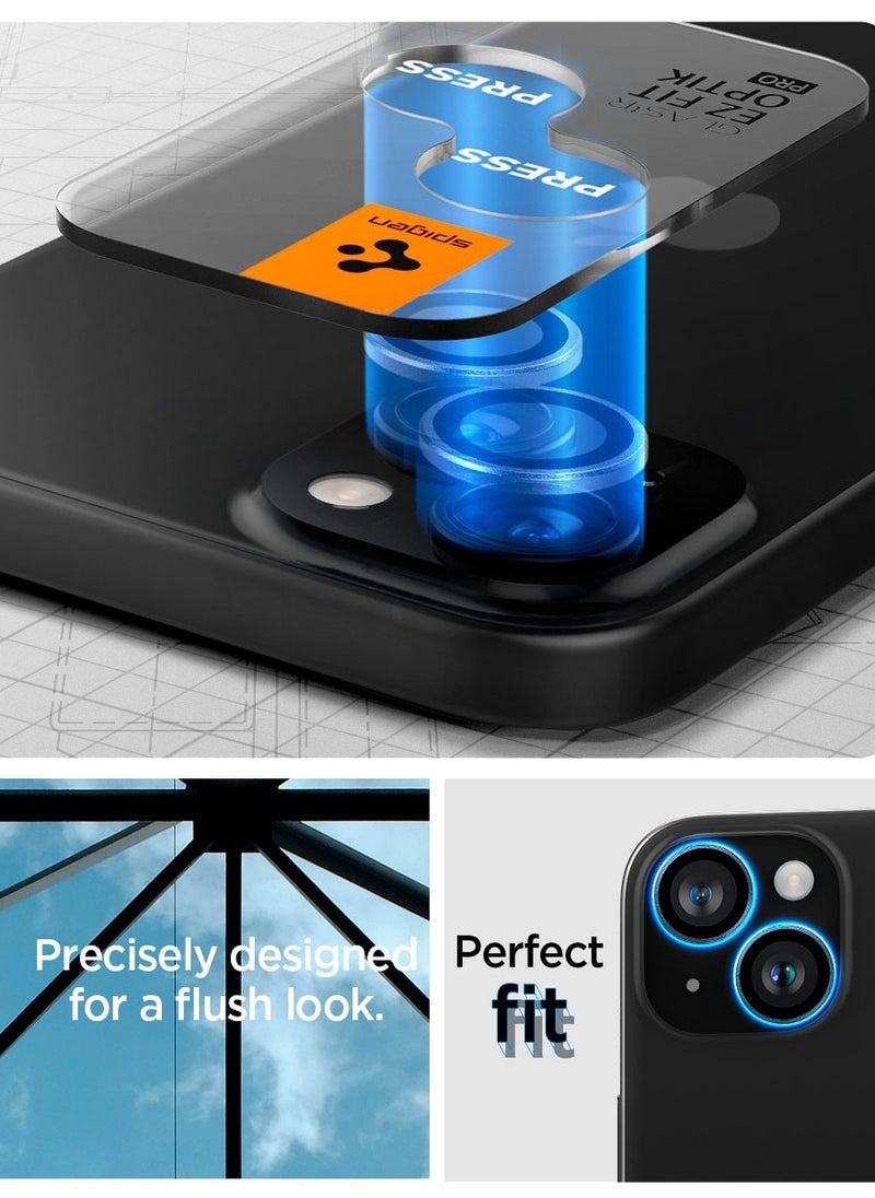 Spigen Glastr Ez Fit Optik PRO Camera Lens Screen Protector for iPhone 15 Plus, iPhone 15, iPhone 14 Plus and iPhone 14 [2 Pack] - Crystal Clear  - Image 5