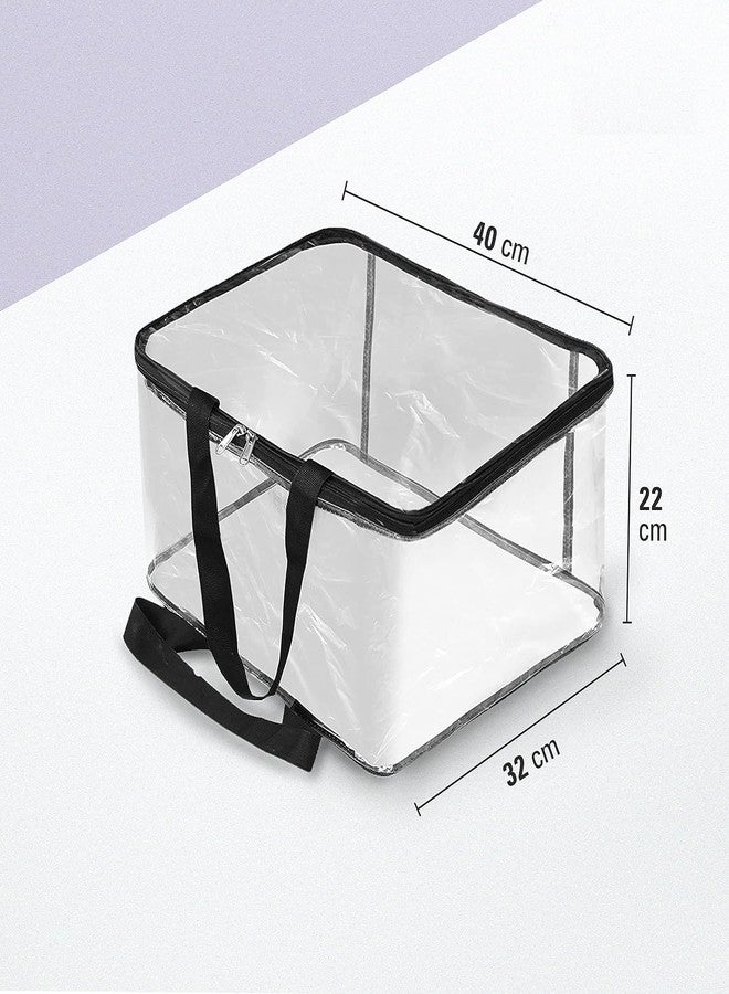XBEY Pack of 4 Transparent Storage Bag for Saree Covers,Clothes, Lehenga, Blankets, Bedsheets, Toys, Docs | Wardrobe Organizer | Clear Storage Box Bag - Plastic (PACK OF 4, Transparent) - Image 3
