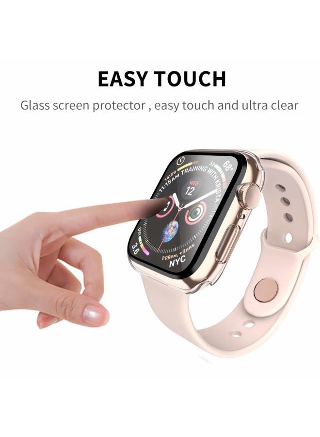 Smiling 2 Pack Case Built in Tempered Glass Screen Protector Compatible with Apple Watch SE 2 (2024)/SE/Series 6/Series 5/Series 4 44mm, Hard PC Case Overall Protective Cover- Transparent - Image 4