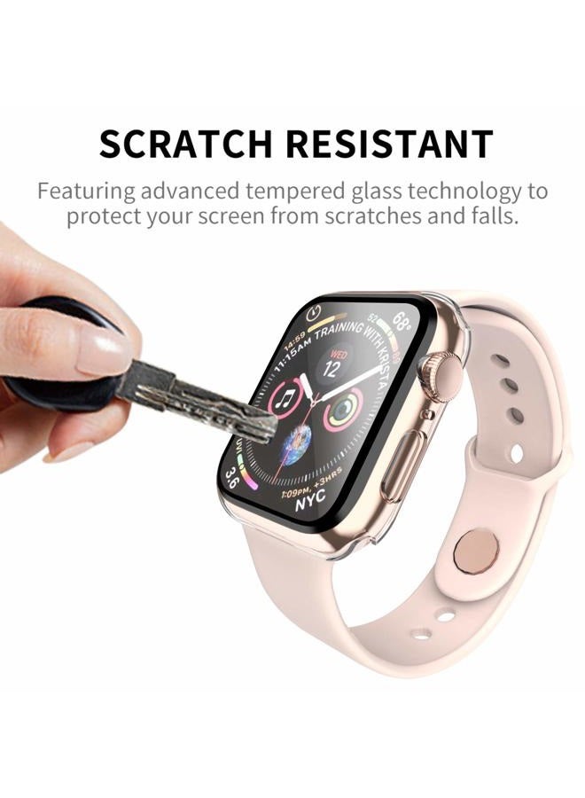 Smiling 2 Pack Case Built in Tempered Glass Screen Protector Compatible with Apple Watch SE 2 (2024)/SE/Series 6/Series 5/Series 4 44mm, Hard PC Case Overall Protective Cover- Transparent - Image 3