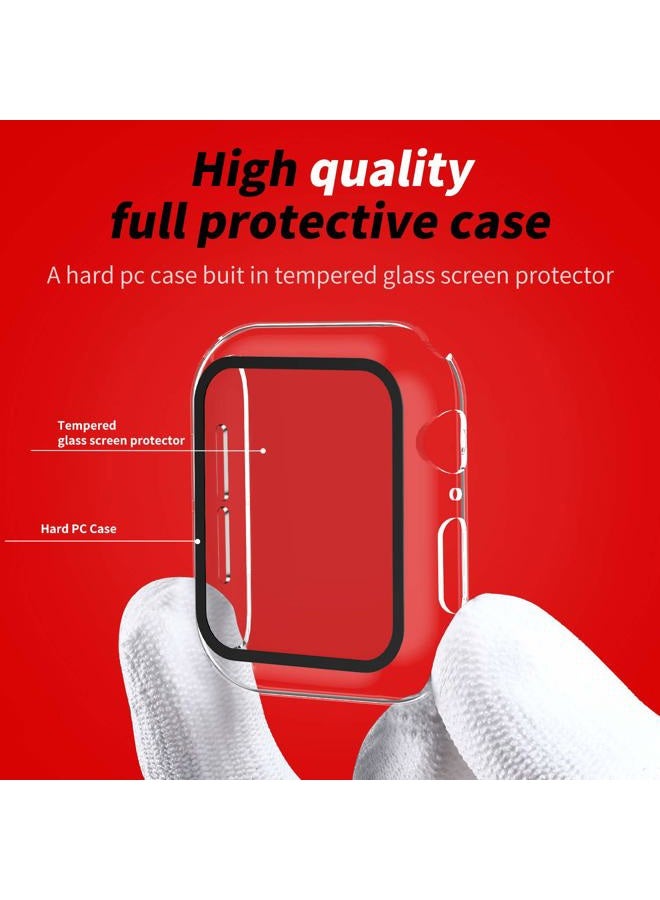 Smiling 2 Pack Case Built in Tempered Glass Screen Protector Compatible with Apple Watch SE 2 (2024)/SE/Series 6/Series 5/Series 4 44mm, Hard PC Case Overall Protective Cover- Transparent - Image 2