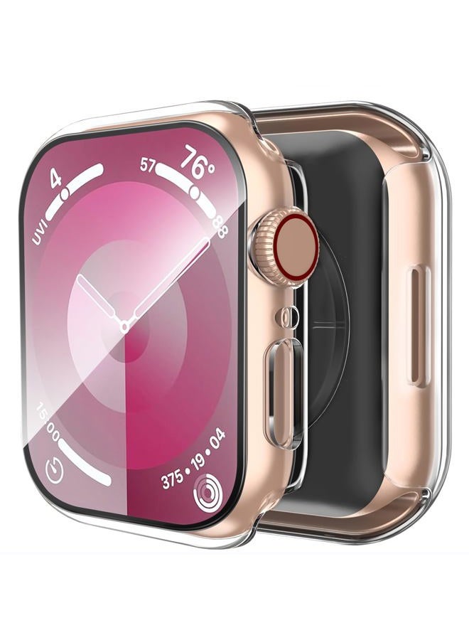 Smiling 2 Pack Case Built in Tempered Glass Screen Protector Compatible with Apple Watch SE 2 (2024)/SE/Series 6/Series 5/Series 4 44mm, Hard PC Case Overall Protective Cover- Transparent - Image 1