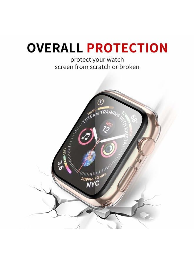 Smiling 2 Pack Case Built in Tempered Glass Screen Protector Compatible with Apple Watch SE 2 (2024)/SE/Series 6/Series 5/Series 4 44mm, Hard PC Case Overall Protective Cover- Transparent - Image 5
