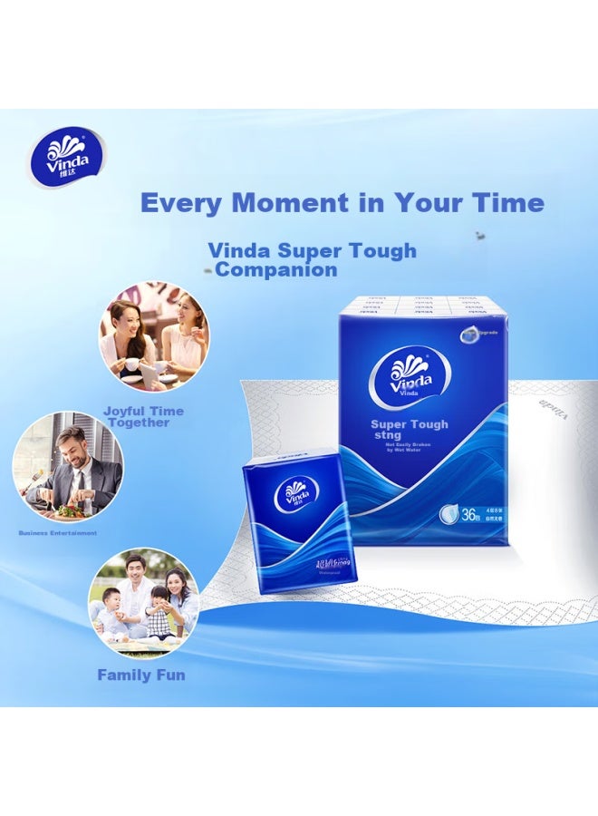 Vinda Ultra Strong Pocket Tissues, 4-ply, 8 Sheets*36 Packs, Water-resistant, Small Pack Facial Tissues - Image 2