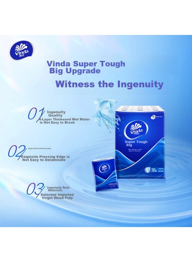Vinda Ultra Strong Pocket Tissues, 4-ply, 8 Sheets*36 Packs, Water-resistant, Small Pack Facial Tissues - Image 3