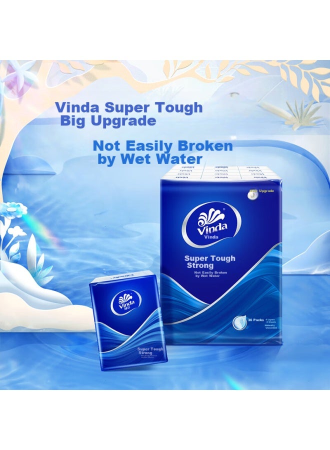 Vinda Ultra Strong Pocket Tissues, 4-ply, 8 Sheets*36 Packs, Water-resistant, Small Pack Facial Tissues - Image 4
