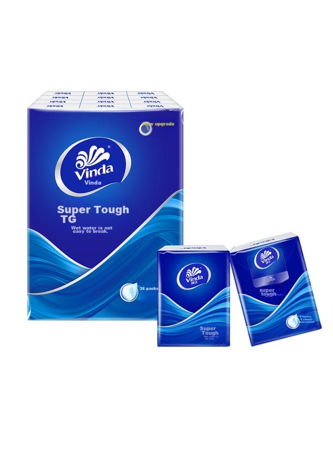 Vinda Ultra Strong Pocket Tissues, 4-ply, 8 Sheets*36 Packs, Water-resistant, Small Pack Facial Tissues - Image 5