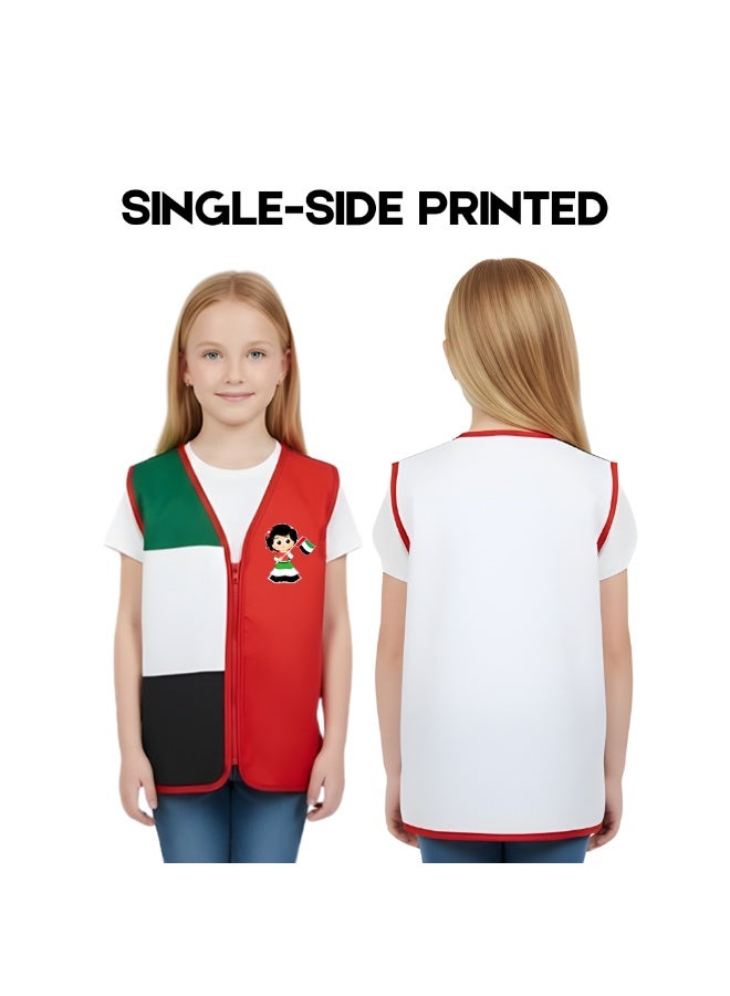 PRINTSHOP4ME UAE National Day Kids Girls UAE Vest | Stylish Girls Vests | COMBO Includes - UAE VEST | UAE CAP | BUTTON BADGE | HAND FLAG | UAE RIBBON - Image 4