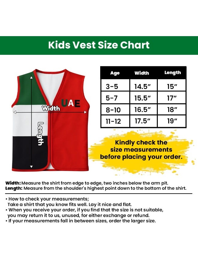 PRINTSHOP4ME UAE National Day Kids Girls UAE Vest | Stylish Girls Vests | COMBO Includes - UAE VEST | UAE CAP | BUTTON BADGE | HAND FLAG | UAE RIBBON - Image 2