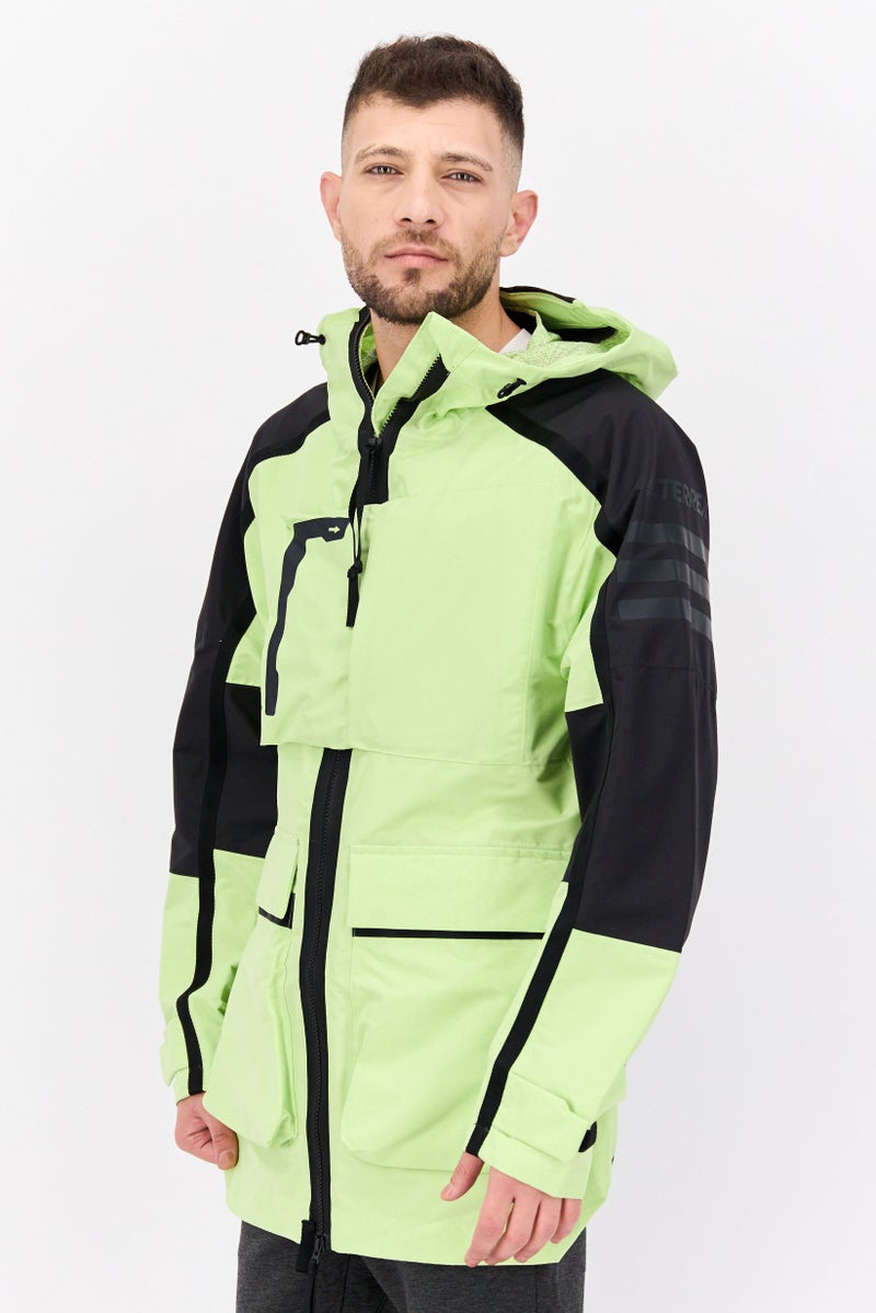 Adidas Men Brand Logo Windbreaker Jacket,Lime Multicolor - Image 2