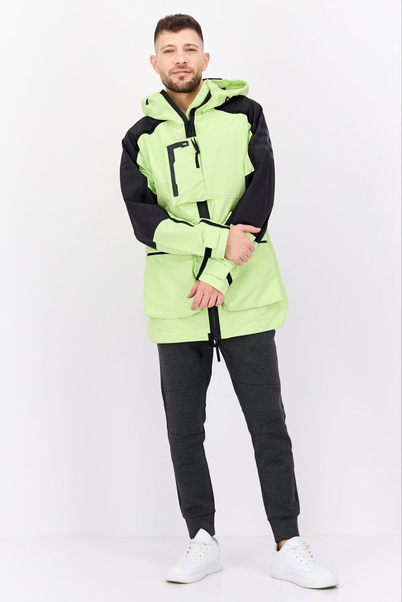 Adidas Men Brand Logo Windbreaker Jacket,Lime Multicolor - Image 4