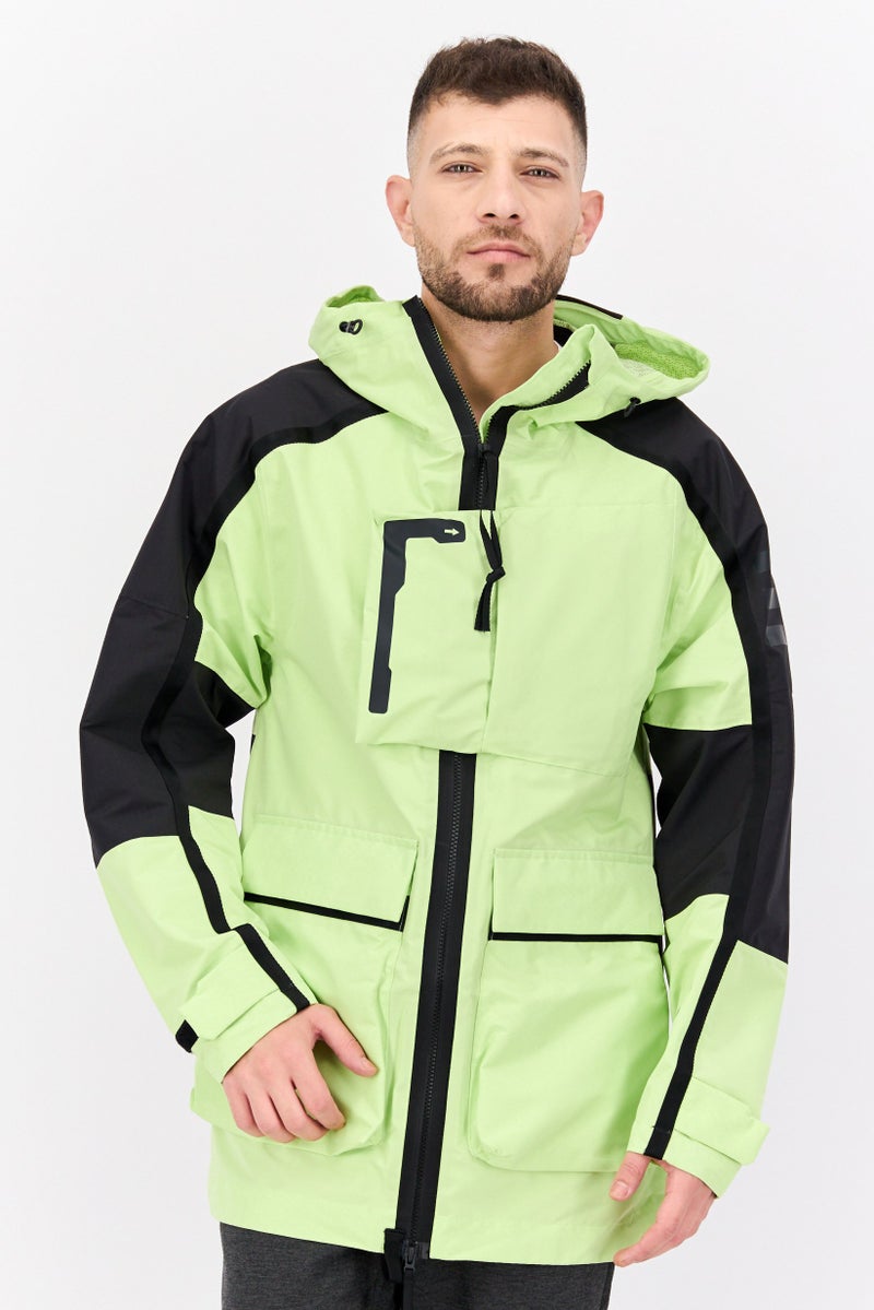 Adidas Men Brand Logo Windbreaker Jacket,Lime Multicolor - Image 1
