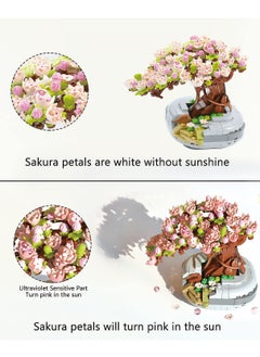 KASTWAVE Bonsai Tree Building Blocks Set, Cherry Blossom Tree House Adult Creative Building Projects, Plant Series Flower Potted Building Blocks Set, Home or Office Decoration for Women (426 Pieces)  - Image 2