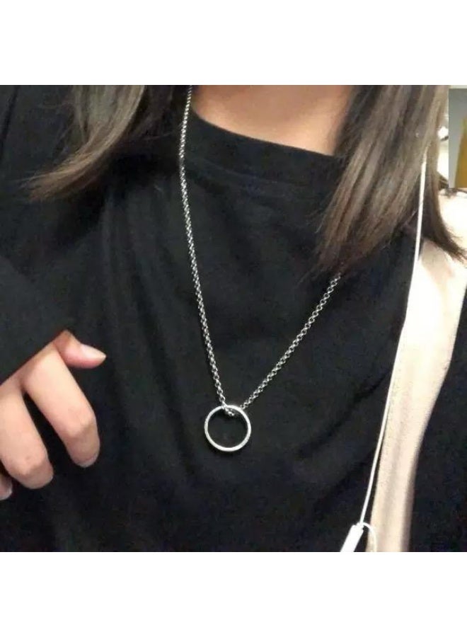 سيمهو قلادة وخاتم متعدد الاستخدامات - مجوهرات هيب هوب بسيطة للجنسين، سلسلة حفلات متينة لا تبهت للأزواج - Image 1