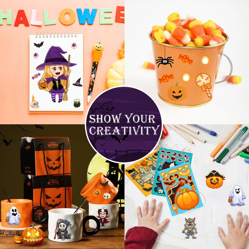 Aowplc 32 Sheets Halloween Stickers for Kids Make a Face Stickers Halloween Kids Party Favors Crafts Game Activities Supplies - Image 5
