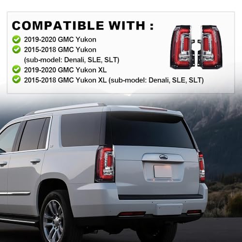 GPLUS مصابيح خلفية LED بار G-PLUS تناسب GMC يوكون/يوكون XL 2019-2020/تناسب GMC يوكون/يوكون XL (دينالي، SLE، SLT) 2015-2018 مصابيح خلفية للسائق والراكب - Image 3