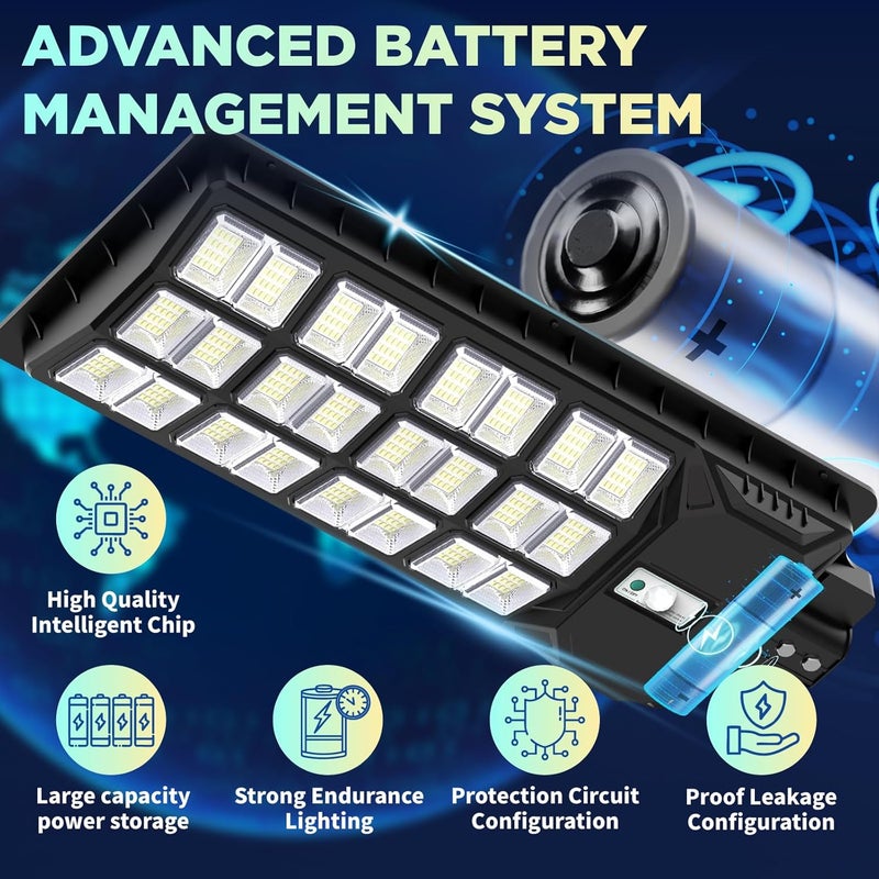 LANGY Solar Street Lights Outdoor 4000W, 6700K Solar Lights Outdoor Waterproof Dusk to Dawn, LED Flood Security Light Motion Sensor with Remote Control for Yard Path Commercial Parking Lot Lighting - Image 3