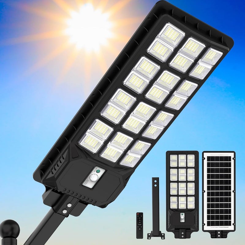 LANGY Solar Street Lights Outdoor 4000W, 6700K Solar Lights Outdoor Waterproof Dusk to Dawn, LED Flood Security Light Motion Sensor with Remote Control for Yard Path Commercial Parking Lot Lighting - Image 1