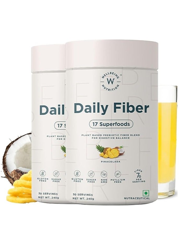 WELLBEING NUTRITION - Pack Of 2 Daily Fiber Powder Weight Management Pina Colada, 60 Servings 240G - Image 1