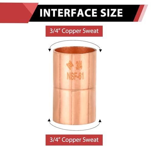 EFIELD 30Pack EFIELD 34 C X C Copper Coupling With Rolled Stop LF Copper Plumbing Fittings with Sweat Solder Connection Pro PackCOPPER070 - Image 3