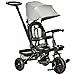 Qaba Kids Tricycle 4 in 1 Foldable Trike with Reversible Seat Adjustable Parent Handle Safety Harness Wheel Brakes Removable Canopy Storage Tricycle for Toddlers 15 Years Black - Image 3