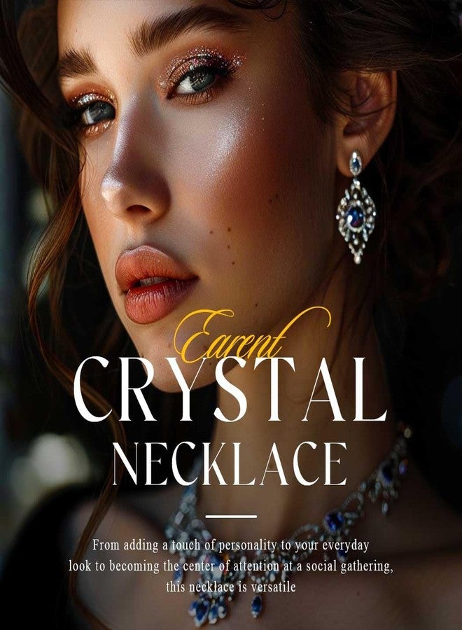 ايفينت مجموعة مجوهرات الزفاف من EARENT، مجموعة قلادات مرصعة بأحجار الراين السوداء للنساء - Image 5