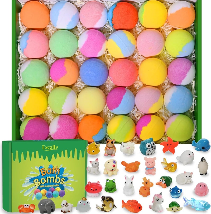 Bath Bombs for Kids with Toys Inside for Girls Boys  30 Pack Bath Bombs Gift Set with Surprise Kids Safe Bubble Bath Fizzy Balls Halloween Christmas Birthday Gift Kit
