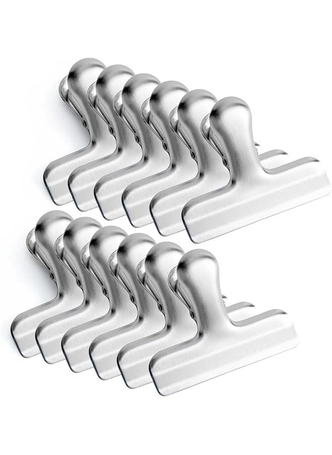 12 Pack Bag Clips 3 Inch Heavy Duty Metal Chip Clips Stainless Steel Food Bag Clips Paper File Clips Clamp For Kitchen Home Cafe Office Camping - pzsku/Z7543546576DABC7AF386Z/45/_/1740916732/c0c50645-e114-476e-873b-f09cb6e9834e