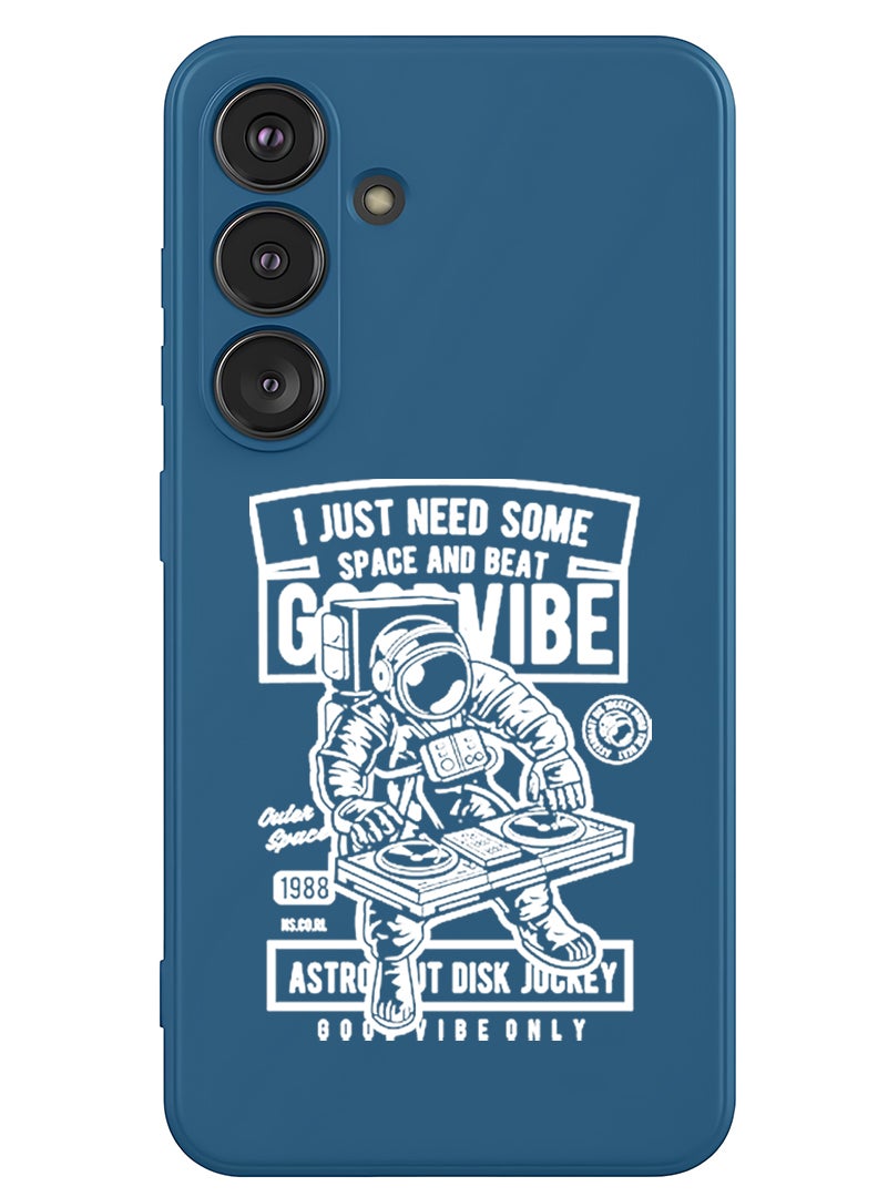 Theodor Protective Slim Fit Case Liquid Silicone Cover with Full Body Protection Anti-Scratch Shockproof Case For Samsung Galaxy S25 Plus (Blue) - Good vibe - White - Image 1