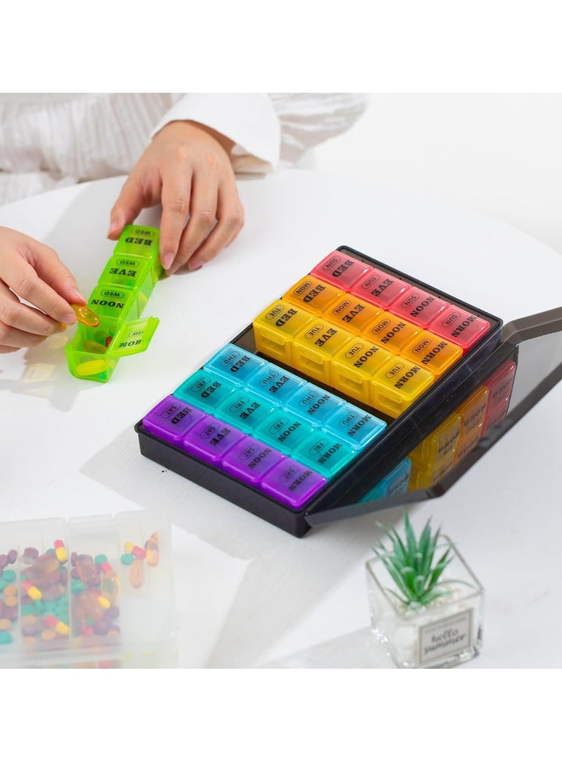 Generic - Weekly Pill Organizer 4 Times a Day 7-Day Pill Boxes and Organizer AM PM Big Compartments Pill Case Monthly Medication Organizer 28 Days Dispenser for Fish Oils - Image 1