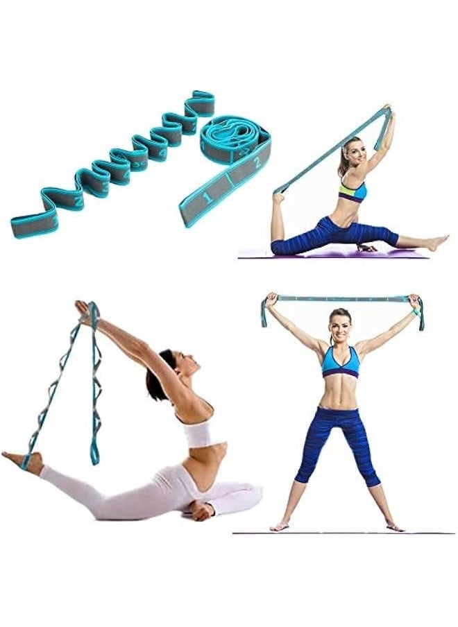 Generic Latest elastic adjustable stretching straps hamstring stretcher device pilates equipment for home workouts elastic exercise band leg exercise equipment yoga equipment for home workouts-9 Loops  - Image 2