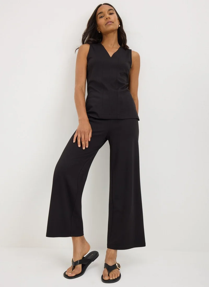 ماتلان Black Ponte Wide Leg Cropped Trousers