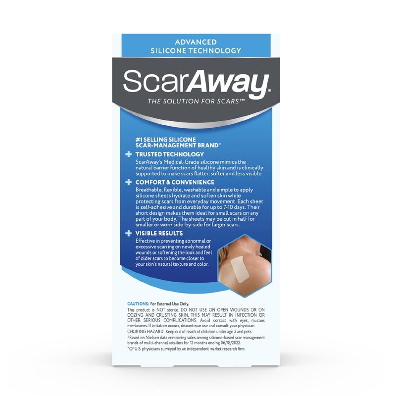 ScarAway Advanced Silicone Scar Sheets, Medical Grade Silicone Strips (1.5" x 3") Scar Treatment & Prevention for Surgical, Burn, Body, Hypertrophic & Keloid Scars Treatment, 8 Tan Reusable Sheets - Image 5